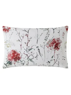 Laura Ashley|Laura Ashley 100% Cotton Sateen 220 Thread Count Pallington Bloom Duvet Cover and Pillowcase Set Rode robijn