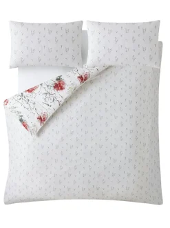 Laura Ashley|Laura Ashley 100% Cotton Sateen 220 Thread Count Pallington Bloom Duvet Cover and Pillowcase Set Rode robijn