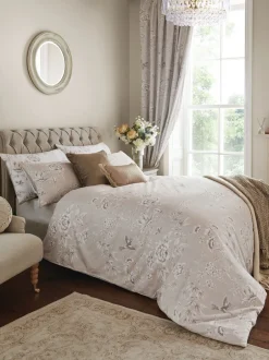 Laura Ashley|Laura Ashley 100% Cotton Sateen 220 Thread Count Rowsham Garden Duvet Cover and Pillowcase Set
