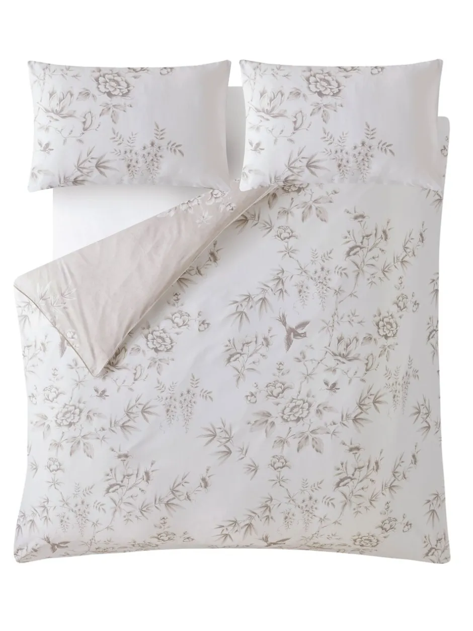 Laura Ashley|Laura Ashley 100% Cotton Sateen 220 Thread Count Rowsham Garden Duvet Cover and Pillowcase Set