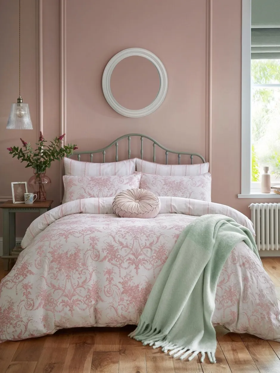 Laura Ashley*Laura Ashley 100% katoensatijn 200 draadtelling Tuileries dekbedovertrek- en kussensloopSet Poederroze