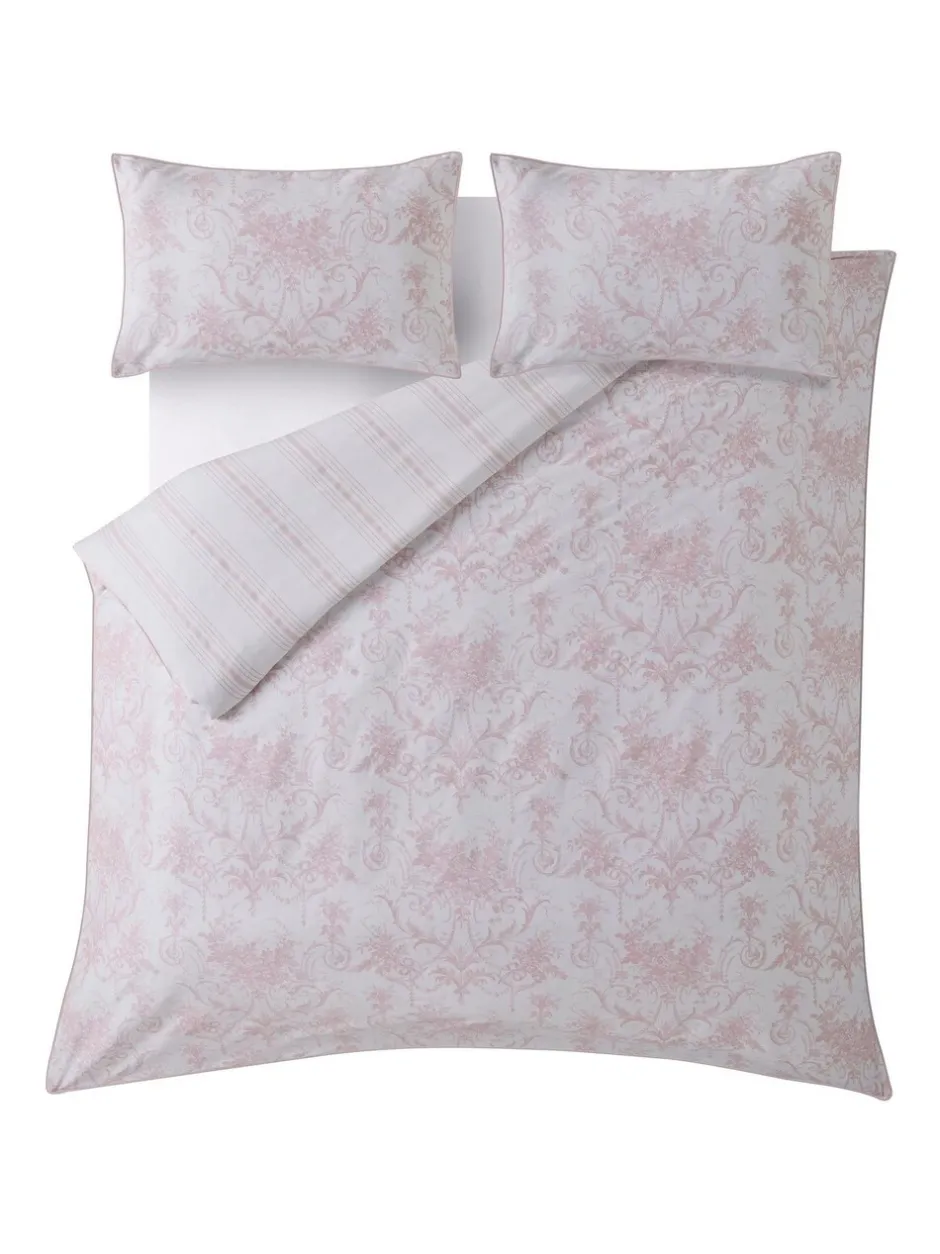 Laura Ashley*Laura Ashley 100% katoensatijn 200 draadtelling Tuileries dekbedovertrek- en kussensloopSet Poederroze