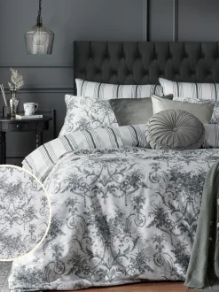 Laura Ashley|Laura Ashley 100% katoensatijn 200 draadtelling Tuileries dekbedovertrek- en kussensloopSet Antracietgrijs