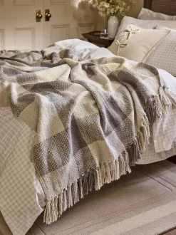 Laura Ashley|Laura Ashley Allonby Check Woven Throw Grijs