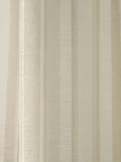 Laura Ashley|Gordijnen*Laura Ashley Awning Stripe Voile Slot Top Sheer Panel Curtain