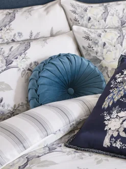 Laura Ashley|Merkbeddengoed|Laura Ashley Belvedere 100% katoensatijn 220 -draads dekbedovertrekset met kussenslopen Middernachtelijk blauw
