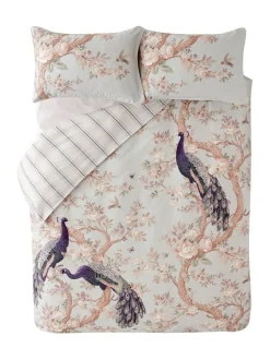 Laura Ashley|Merkbeddengoed*Laura Ashley Belvedere 100% katoensatijn 220 -draads dekbedovertrekset met kussenslopen Eendeneiblauw
