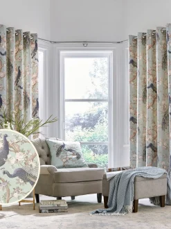 Laura Ashley|Gordijnen|Laura Ashley Belvedere ringgordijnen met voering Eendeneiblauw