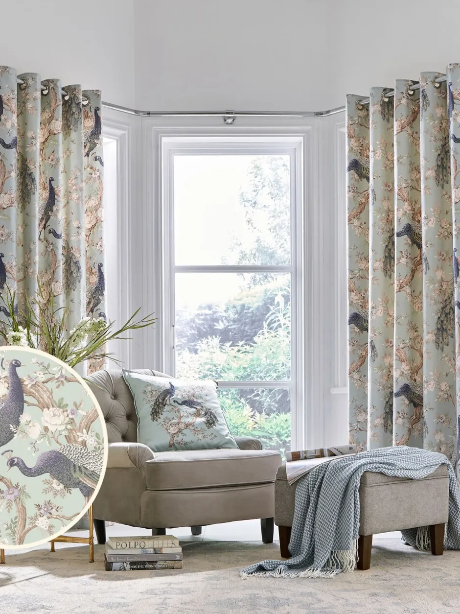 Laura Ashley|Gordijnen|Laura Ashley Belvedere ringgordijnen met voering Eendeneiblauw