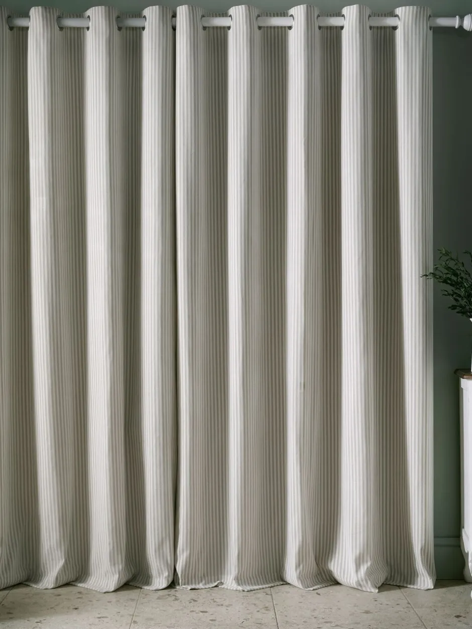 Laura Ashley*Laura Ashley Cornish Chenille Stripe Eyelet Curtains Natuurlijk