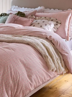 Laura Ashley|Laura Ashley Cresswell Gingham 100% Cotton Duvet Cover and Pillowcase Set