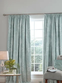Laura Ashley|Gordijnen*Laura Ashley gevoerde verduisterende Josette plooigordijnen Eendeneiblauw