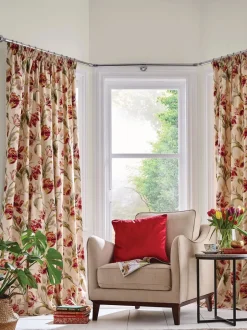 Laura Ashley|Gordijnen|Laura Ashley Gosford plooigordijnen Cranberryrood