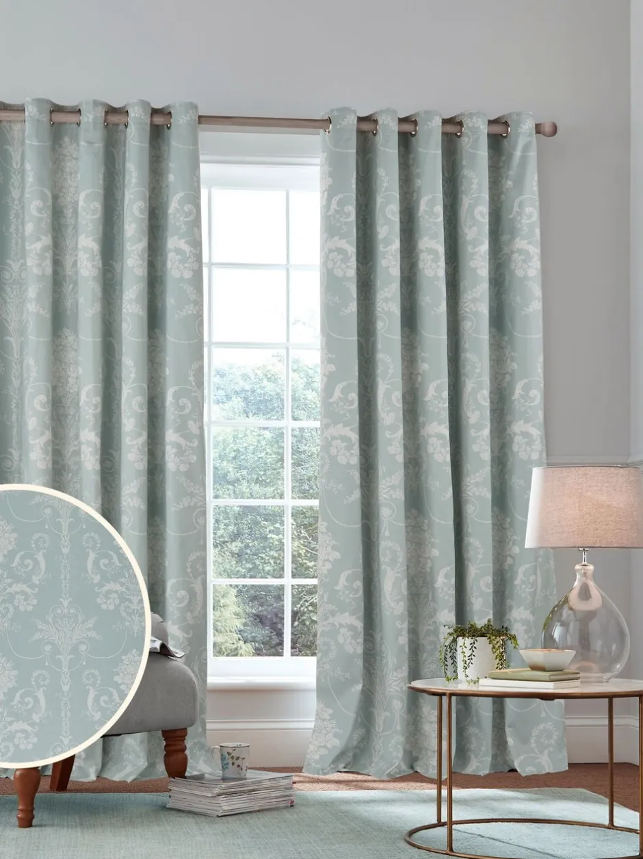 Laura Ashley|Laura Ashley Josette ringgordijnen met verduisterende voering Eendeneiblauw