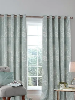 Laura Ashley|Laura Ashley Josette ringgordijnen met verduisterende voering Eendeneiblauw