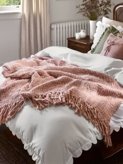 Laura Ashley|Laura Ashley Kimberly Chunky Woven Throw Roze