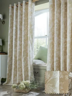 Laura Ashley*Laura Ashley Lloyd ringgordijnen met voering Caramel Bruin