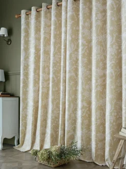 Laura Ashley*Laura Ashley Lloyd ringgordijnen met voering Caramel Bruin