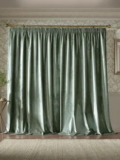 Laura Ashley|Laura Ashley Loretta Gordijnen met plooiband Saliegroen