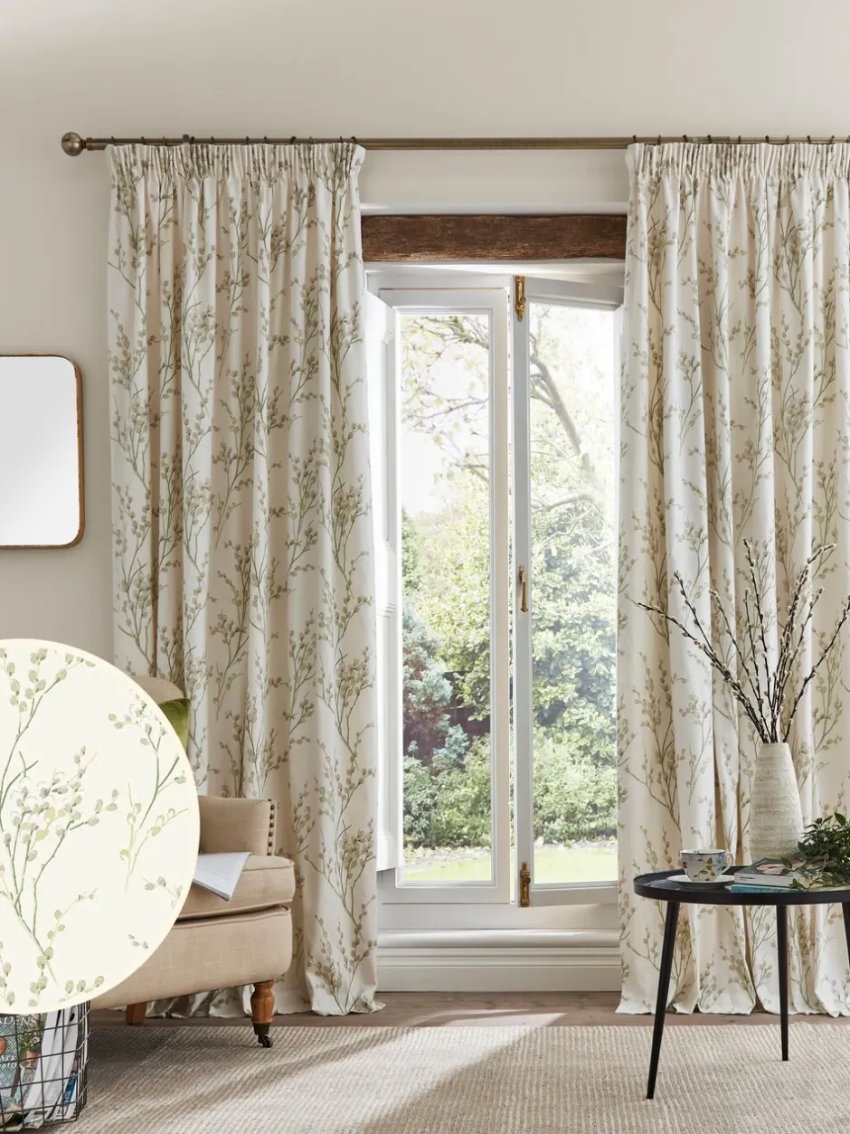 Laura Ashley|Gordijnen|Laura Ashley Pussy Willow gevoerde gordijnen met potloodplooi Blauwe Struikgewas