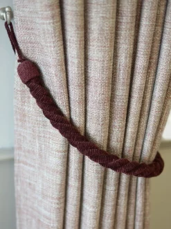 Gordijnroedes En -Accessoires*Laura Ashley Set of 2 Chenille Grafton Rope Curtain Tiebacks Bordeaurood