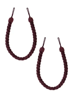 Gordijnroedes En -Accessoires*Laura Ashley Set of 2 Chenille Grafton Rope Curtain Tiebacks Bordeaurood