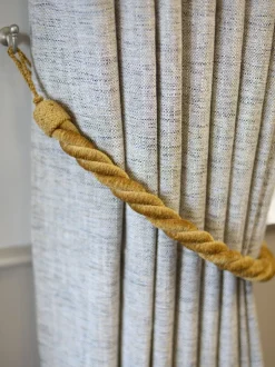 Gordijnroedes En -Accessoires*Laura Ashley Set of 2 Chenille Grafton Rope Curtain Tiebacks Caramel
