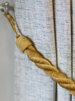 Gordijnroedes En -Accessoires*Laura Ashley Set of 2 Chenille Grafton Rope Curtain Tiebacks Caramel