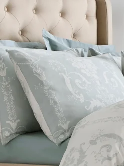 Laura Ashley*Laura Ashley set van 2 200 -draads Josette 100% katoenen kussenslopen Eendeneiblauw