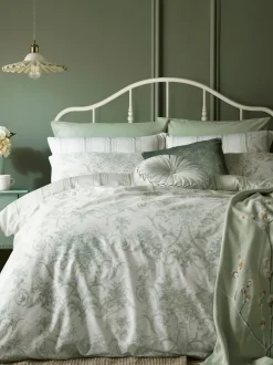 Laura Ashley|Laura Ashley set van 2 Tuileries 100% katoenen kussenslopen Saliegroen