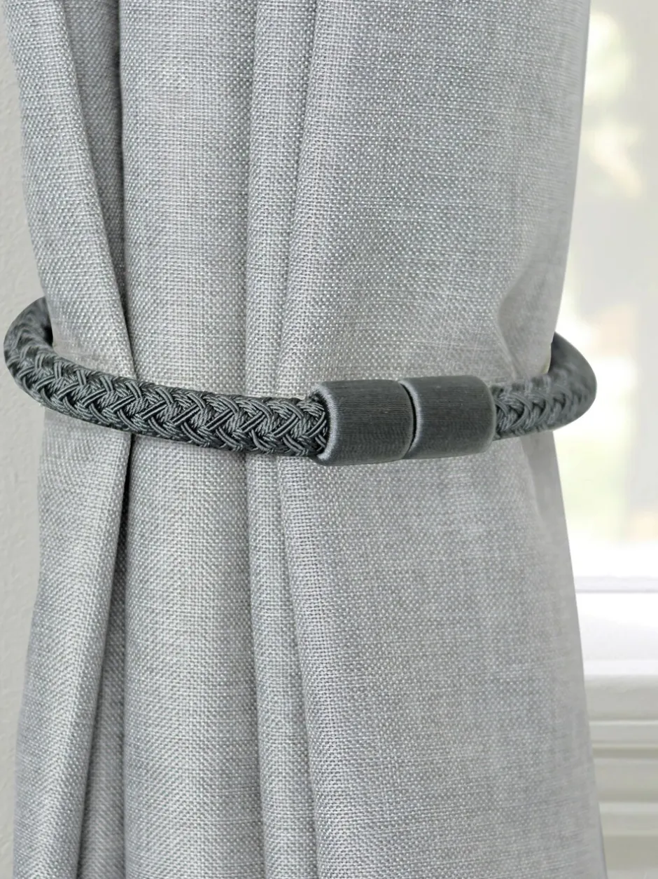 Gordijnroedes En -Accessoires|Laura Ashley set van twee Ellesmere magnetische embrassen Grafietgrijs