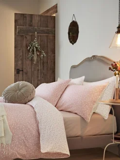Laura Ashley|Merkbeddengoed*Laura Ashley Supersoft 100% Brushed Cotton Campion Duvet Cover and Pillowcase Set Poederroze