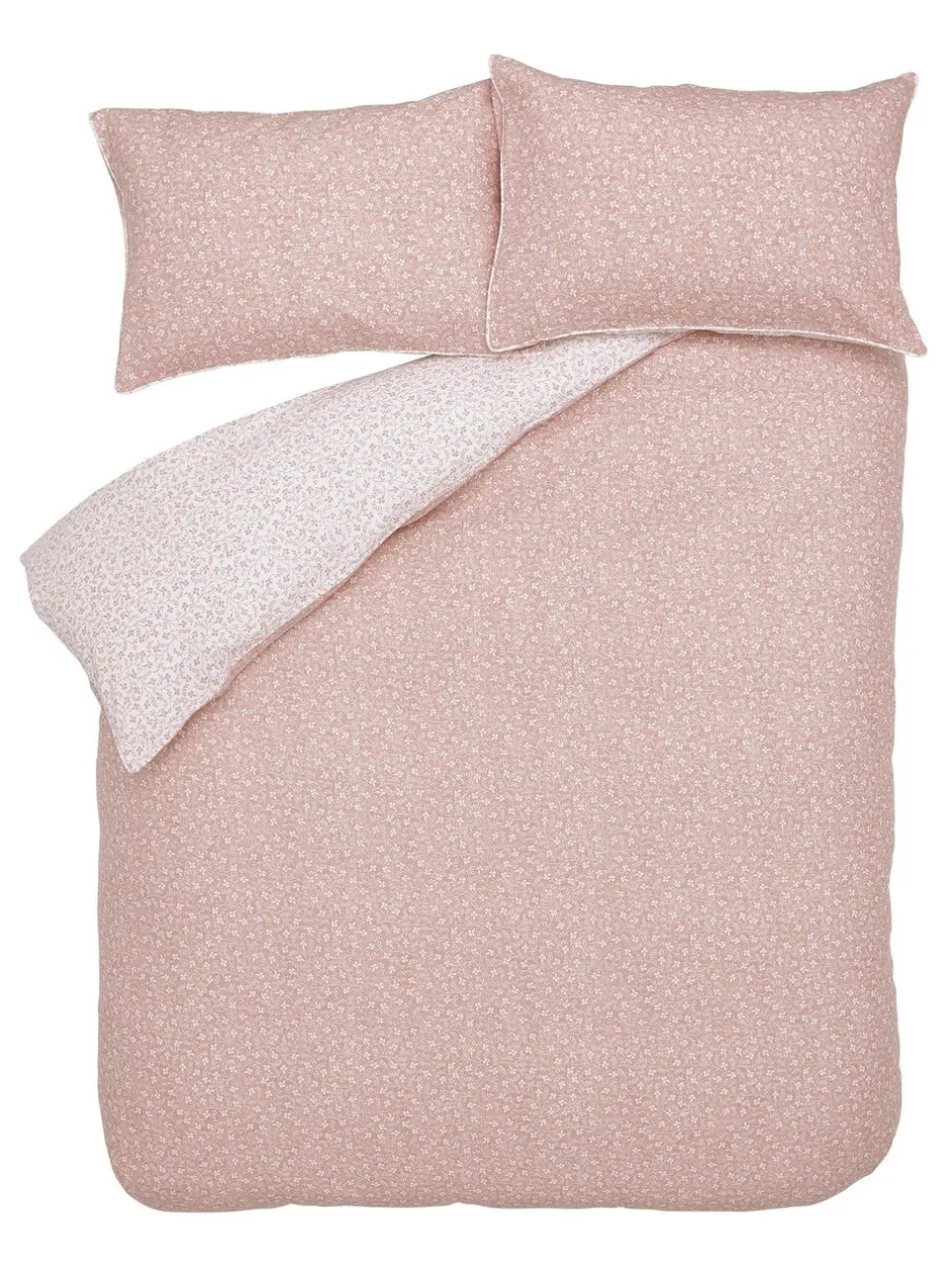 Laura Ashley|Merkbeddengoed*Laura Ashley Supersoft 100% Brushed Cotton Campion Duvet Cover and Pillowcase Set Poederroze