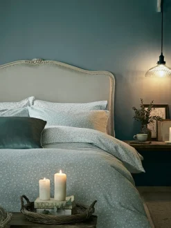 Merkbeddengoed|Laura Ashley Supersoft 100% Brushed Cotton Campion Duvet Cover and Pillowcase Set Blauw vaal seaspray