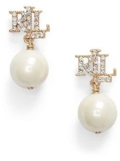 Sieraden|Gelegenheidskleding|Lauren Ralph Lauren Logo Faux Pearl Drop Earrings