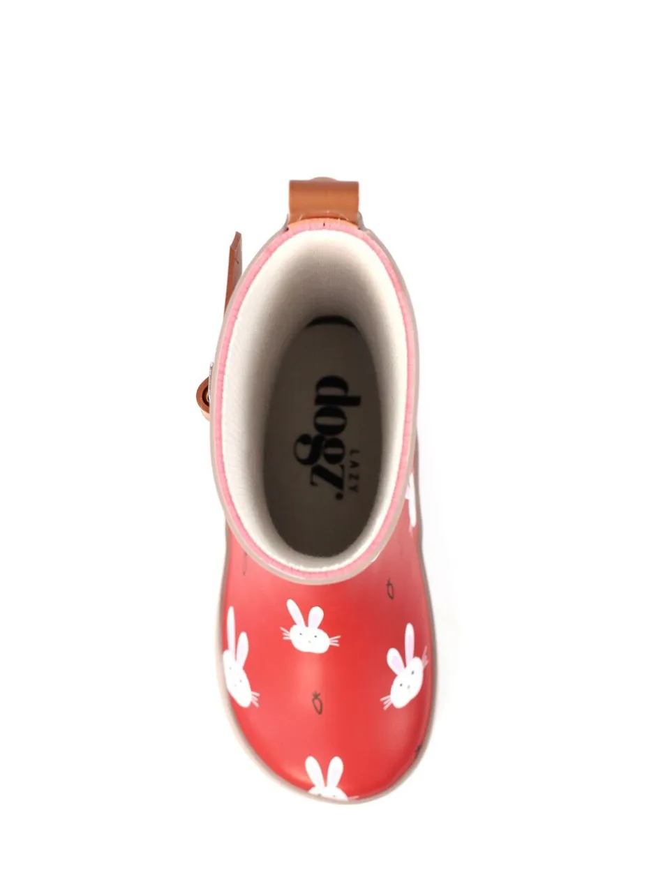 Laarzen|Lazy Dogz Red Bunny Design Toddler Wellingtons