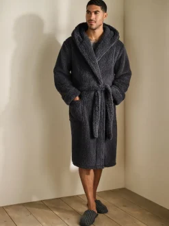 Loungewear|Kamerjassen En Badjassen*Next - Borg badjas Leisteen grijs