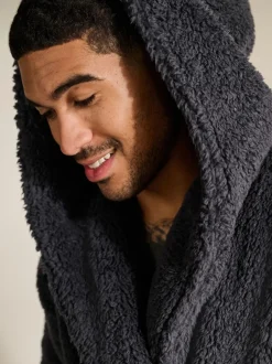 Loungewear|Kamerjassen En Badjassen*Next - Borg badjas Leisteen grijs