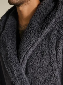 Loungewear|Kamerjassen En Badjassen*Next - Borg badjas Leisteen grijs