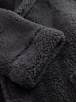 Loungewear|Kamerjassen En Badjassen*Next - Borg badjas Leisteen grijs