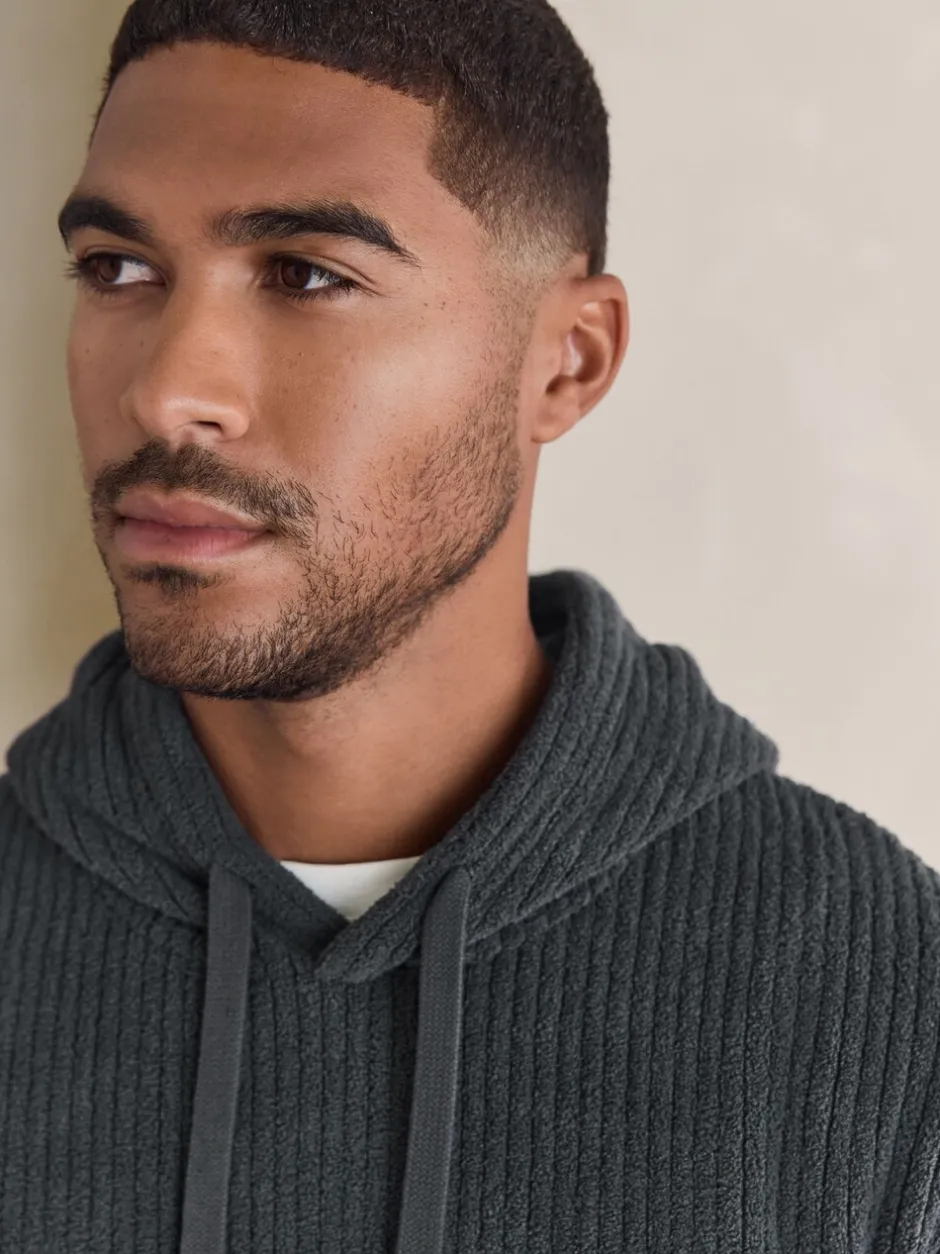 Sweaters En Hoody´S|Sweaters En Hoody´S*Next - Borg Fleece Ribbed Texture Hoodie Leisteen grijs