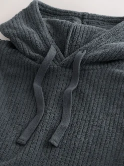 Sweaters En Hoody´S|Sweaters En Hoody´S*Next - Borg Fleece Ribbed Texture Hoodie Leisteen grijs