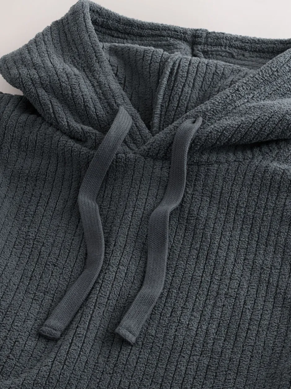 Sweaters En Hoody´S|Sweaters En Hoody´S*Next - Borg Fleece Ribbed Texture Hoodie Leisteen grijs
