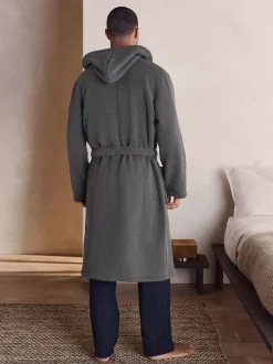 Loungewear|Kamerjassen En Badjassen*Next - Geribbelde kamerjas met textuur Leisteen grijs