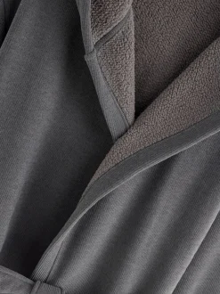 Loungewear|Kamerjassen En Badjassen*Next - Geribbelde kamerjas met textuur Leisteen grijs