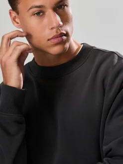 Sweaters En Hoody´S|Sweaters En Hoody´S*Next Leisteen grijs - Normale Pasvorm - Heavyweight Cotton Rich Crew Neck Sweatshirt
