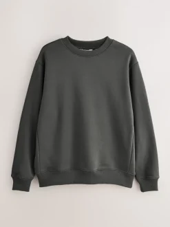 Sweaters En Hoody´S|Sweaters En Hoody´S*Next Leisteen grijs - Normale Pasvorm - Heavyweight Cotton Rich Crew Neck Sweatshirt