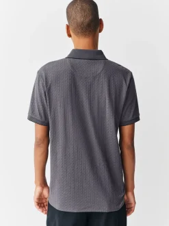 Poloshirts*Next - Slim Fit - Net jacquard poloshirt Leisteen grijs
