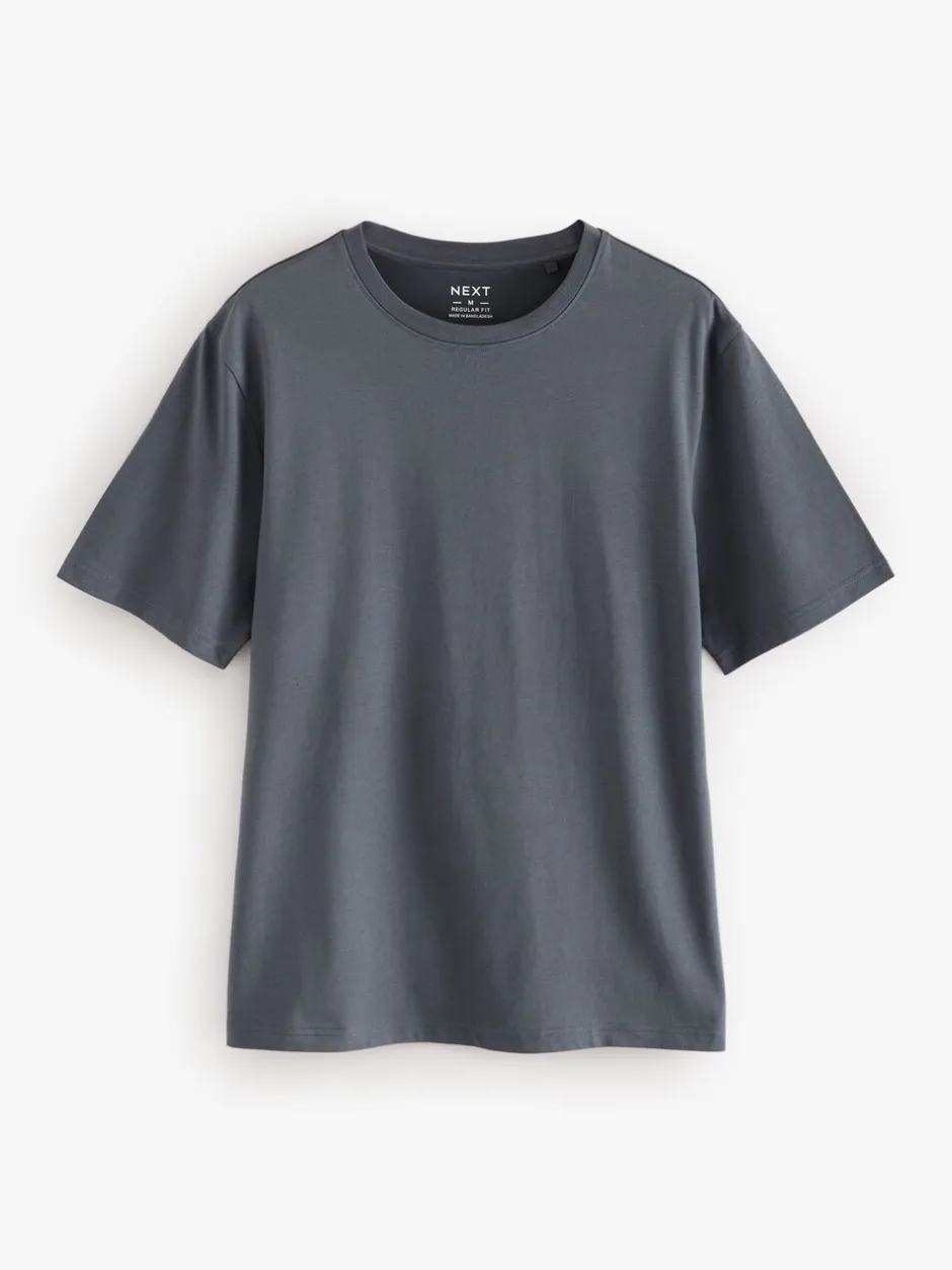 Loungewear|Next Leisteengrijs - Normale Pasvorm - Essentieel katoenen T-shirt met ronde hals