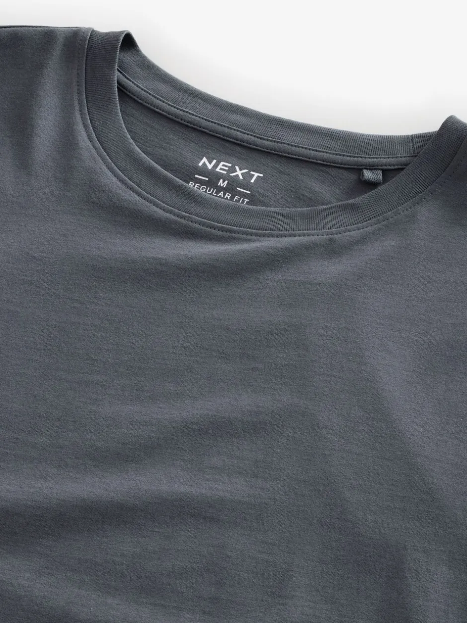 Loungewear|Next Leisteengrijs - Normale Pasvorm - Essentieel katoenen T-shirt met ronde hals